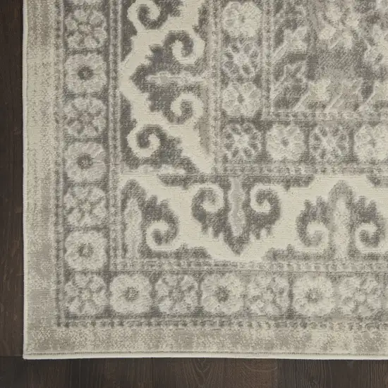 Ivory and Gray Medallion Area Rug Photo 6