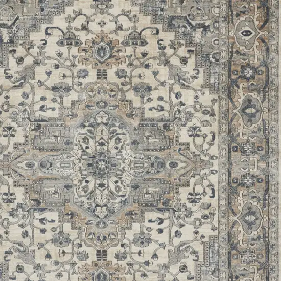 Ivory and Gray Medallion Power Loom Area Rug Photo 8