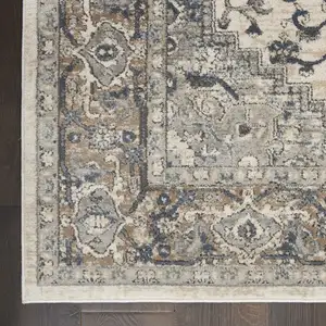 Photo of Ivory and Gray Medallion Power Loom Area Rug