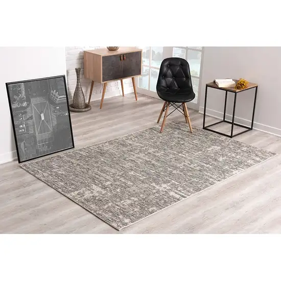 Ivory and Gray Modern Weathered Area Rug Photo 3