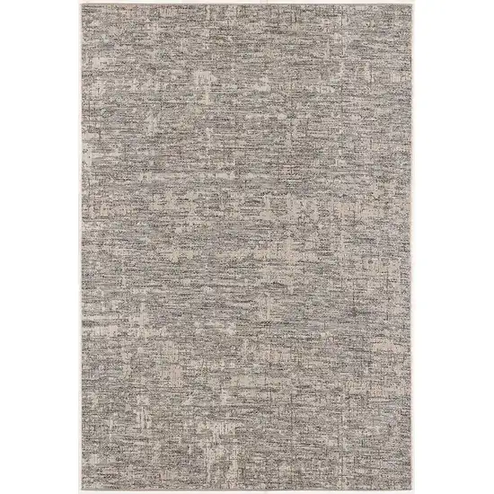 Gray and Ivory Abstract Runner Rug Photo 5