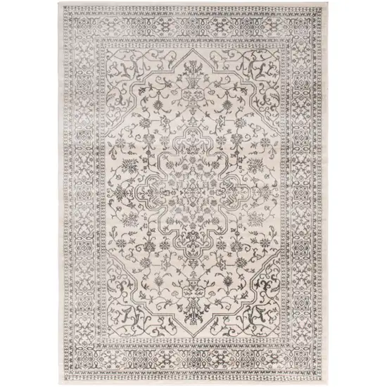 Ivory and Gray Oriental Area Rug Photo 2