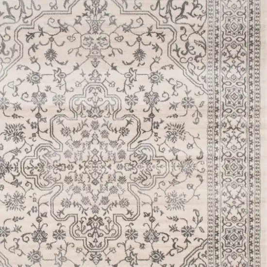 Ivory and Gray Oriental Area Rug Photo 3