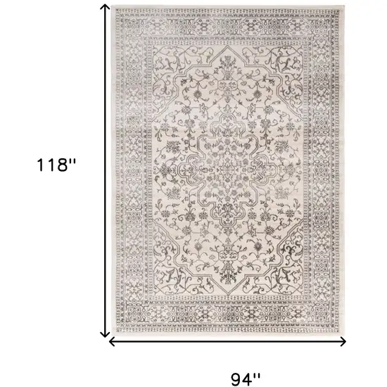 Ivory and Gray Oriental Area Rug Photo 5