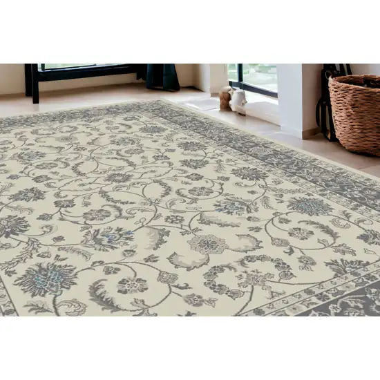 Ivory and Gray Oriental Area Rug Photo 1