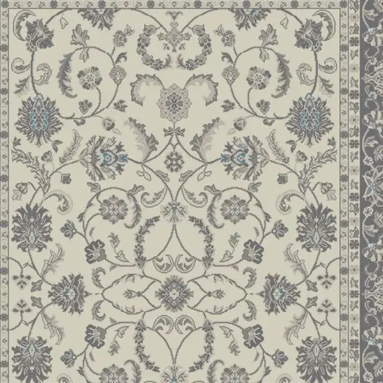 Ivory and Gray Oriental Area Rug Photo 3