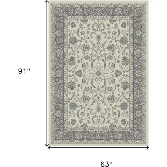 Ivory and Gray Oriental Area Rug Photo 5