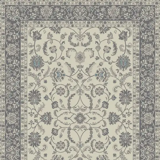 Ivory and Gray Oriental Area Rug Photo 4