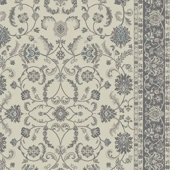 Ivory and Gray Oriental Area Rug Photo 3