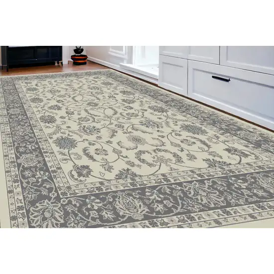 Ivory and Gray Oriental Area Rug Photo 1