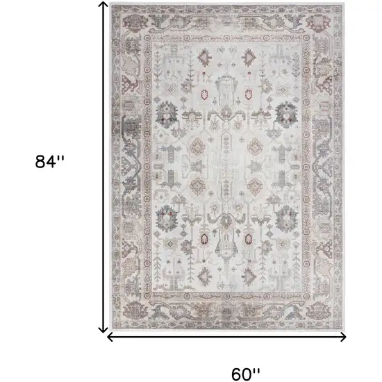 Ivory and Gray Oriental Distressed Non Skid Area Rug Photo 3