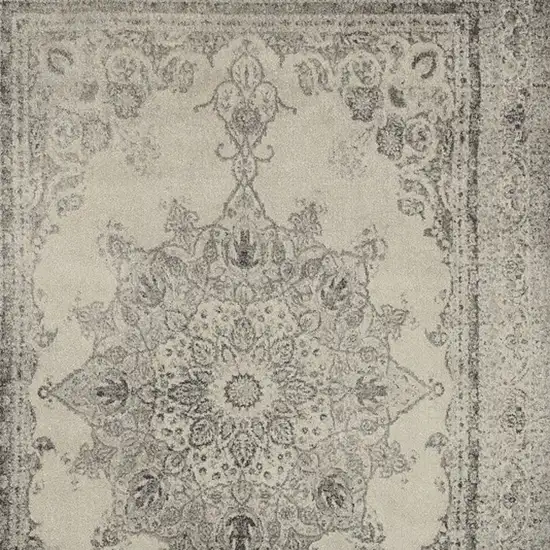 Ivory And Gray Pale Medallion Area Rug Photo 5