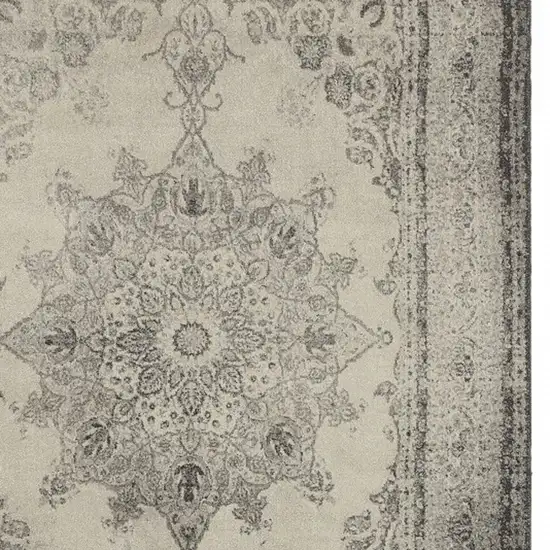 Ivory And Gray Pale Medallion Area Rug Photo 4