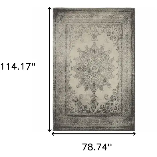 Ivory And Gray Pale Medallion Area Rug Photo 3