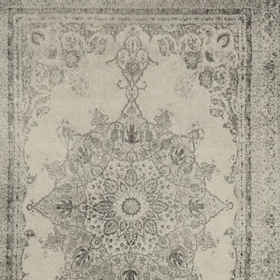 Ivory And Gray Pale Medallion Area Rug Photo 4