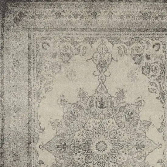 Ivory And Gray Pale Medallion Area Rug Photo 4