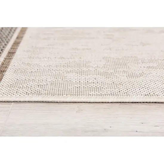 Ivory and Gray Striped Power Loom Area Rug Photo 6