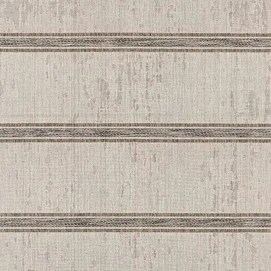 Ivory and Gray Striped Power Loom Area Rug Photo 5