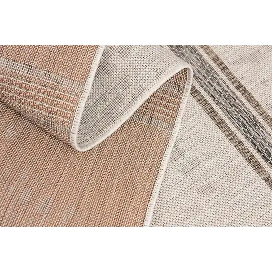 Ivory and Gray Striped Power Loom Area Rug Photo 9