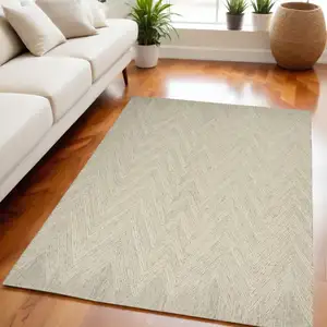 Photo of Ivory and Gray Wool Chevron Area Rug