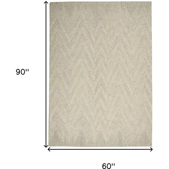 Ivory and Gray Wool Chevron Area Rug Photo 3