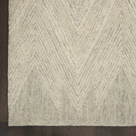 Ivory and Gray Wool Chevron Area Rug Photo 9