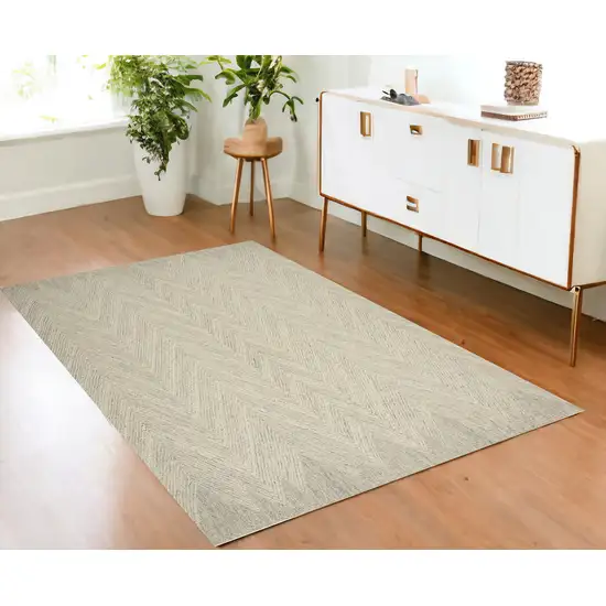 Ivory and Gray Wool Chevron Area Rug Photo 1