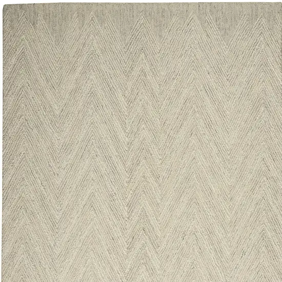 Ivory and Gray Wool Chevron Area Rug Photo 5