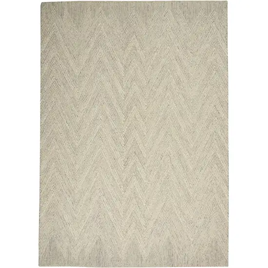 Ivory and Gray Wool Chevron Area Rug Photo 2