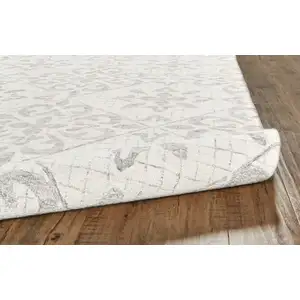 Photo of Ivory and Gray Wool Floral Hand Tufted Area Rug