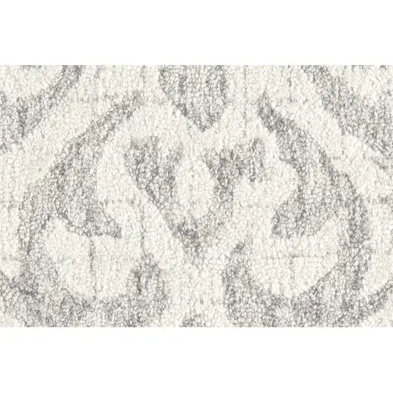 Ivory and Gray Wool Floral Hand Tufted Area Rug Photo 3