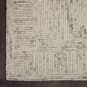 Photo of Ivory and Gray Wool Geometric Area Rug