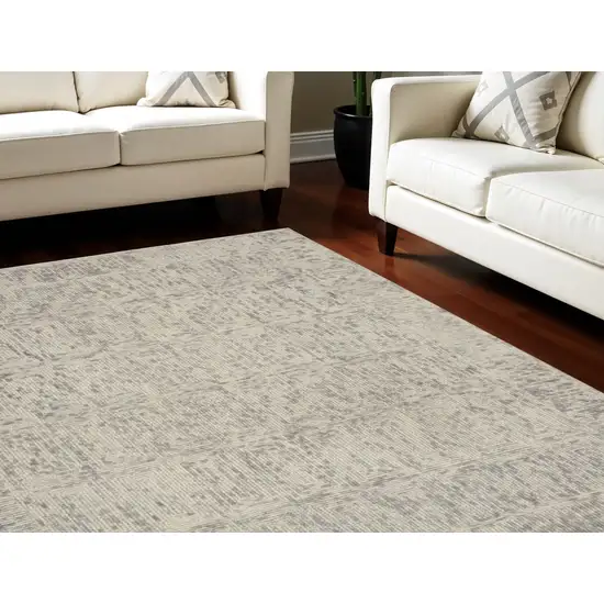 Ivory and Gray Wool Geometric Area Rug Photo 1