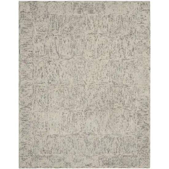 Ivory and Gray Wool Geometric Area Rug Photo 2