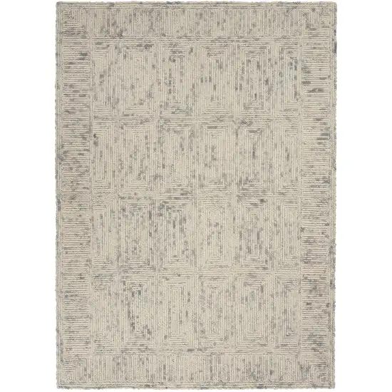 Ivory and Gray Wool Geometric Area Rug Photo 2