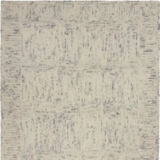 Ivory and Gray Wool Geometric Area Rug Photo 5