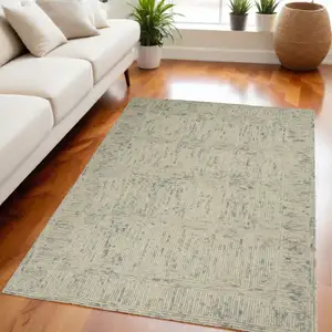 Photo of Ivory and Gray Wool Geometric Area Rug