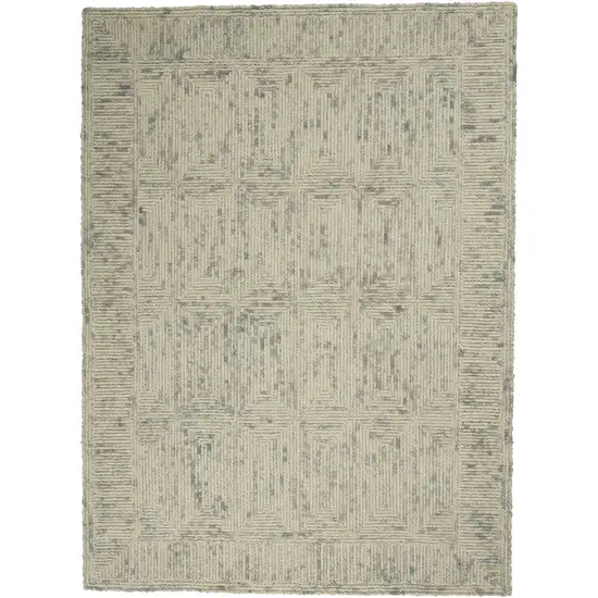 Ivory and Gray Wool Geometric Area Rug Photo 2