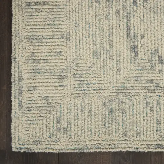 Ivory and Gray Wool Geometric Area Rug Photo 8