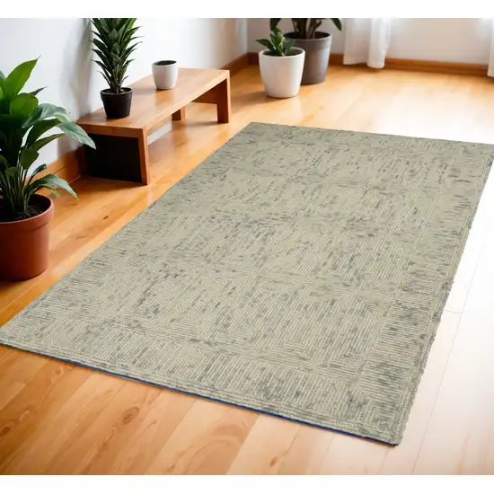 Ivory and Gray Wool Geometric Area Rug Photo 1