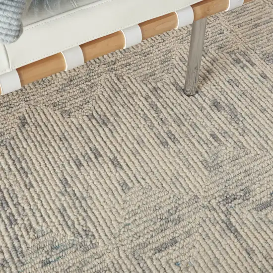 Ivory and Gray Wool Geometric Area Rug Photo 6