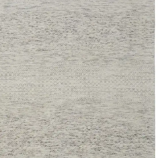 Ivory and Gray Wool Hand Knotted Area Rug With Fringe Photo 4