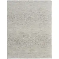 Photo of Ivory and Gray Wool Hand Knotted Area Rug With Fringe