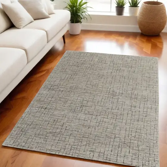 Ivory and Gray Wool Hand Tufted Distressed Area Rug Photo 1