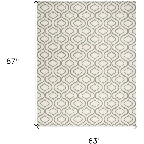 Ivory and Green Trellis Non Skid Area Rug Photo 3