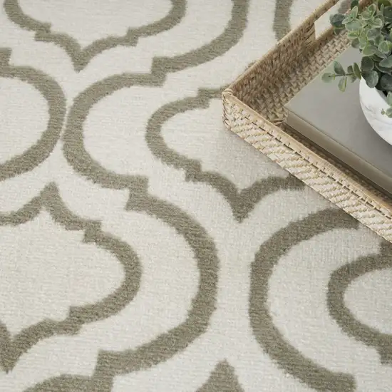 Ivory and Green Trellis Non Skid Area Rug Photo 8