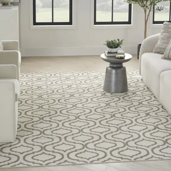 Ivory and Green Trellis Non Skid Area Rug Photo 9