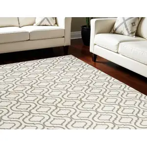 Photo of Ivory and Green Trellis Non Skid Area Rug