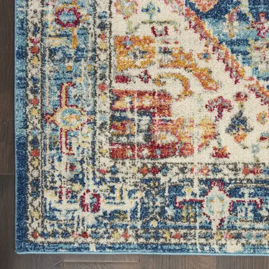 Ivory and Light Blue Distressed Area Rug Photo 2