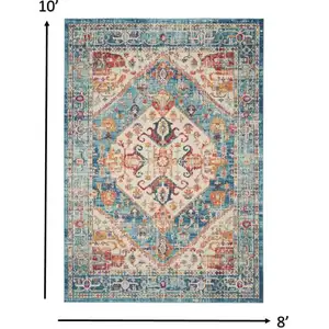 Photo of Ivory and Light Blue Distressed Area Rug